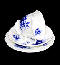 Load image into Gallery viewer, Vintage ROYAL ALBERT England CONNOISSEUR blue &amp; white roses teacup trio set

