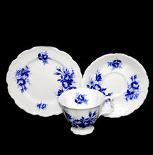 Load image into Gallery viewer, Vintage ROYAL ALBERT England CONNOISSEUR blue &amp; white roses teacup trio set

