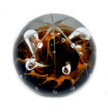 Load image into Gallery viewer, Vintage CAITHNESS crystal Scotland CIIG brown &amp; orange star cut paperweight
