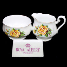Load image into Gallery viewer, Vintage ROYAL ALBERT England 1950s yellow roses large sugar bowl &amp; milk jug set
