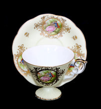Load image into Gallery viewer, Vintage stunning lemon &amp; gilded moriage footed teacup &amp; saucer duo
