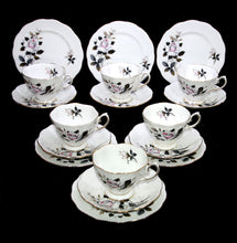 Load image into Gallery viewer, Vintage ROYAL ALBERT England QUEEN&#39;S MESSENGER set of 6 white roses teacup trio sets
