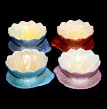Load image into Gallery viewer, Vintage ROYAL WINTON set of 4 lustre harlequin lotus lily grapefruit bowls 1940s
