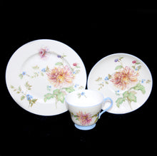 Load image into Gallery viewer, Vintage pretty Shelley England pastel blue &amp; chrysanthemum teacup trio set
