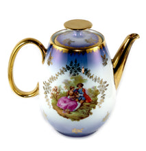 Load image into Gallery viewer, Vintage K&amp;T Bavaria GERMANY large blue ombre gilded lovers teapot
