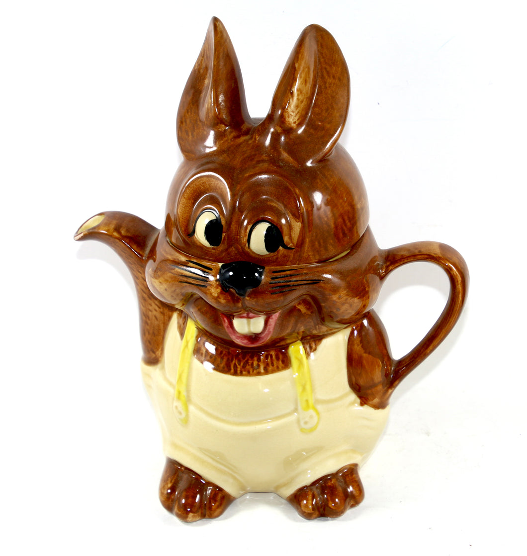 Vintage 1950s P&K England large cartoon rabbit collector's novelty teapot
