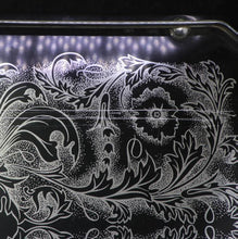 Load image into Gallery viewer, Vintage black &amp; silver machine age MCM gallery tray
