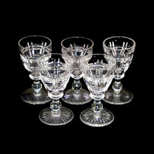 Load image into Gallery viewer, Vintage Stuart Crystal art deco set of 5 crystal stemmed shot glasses
