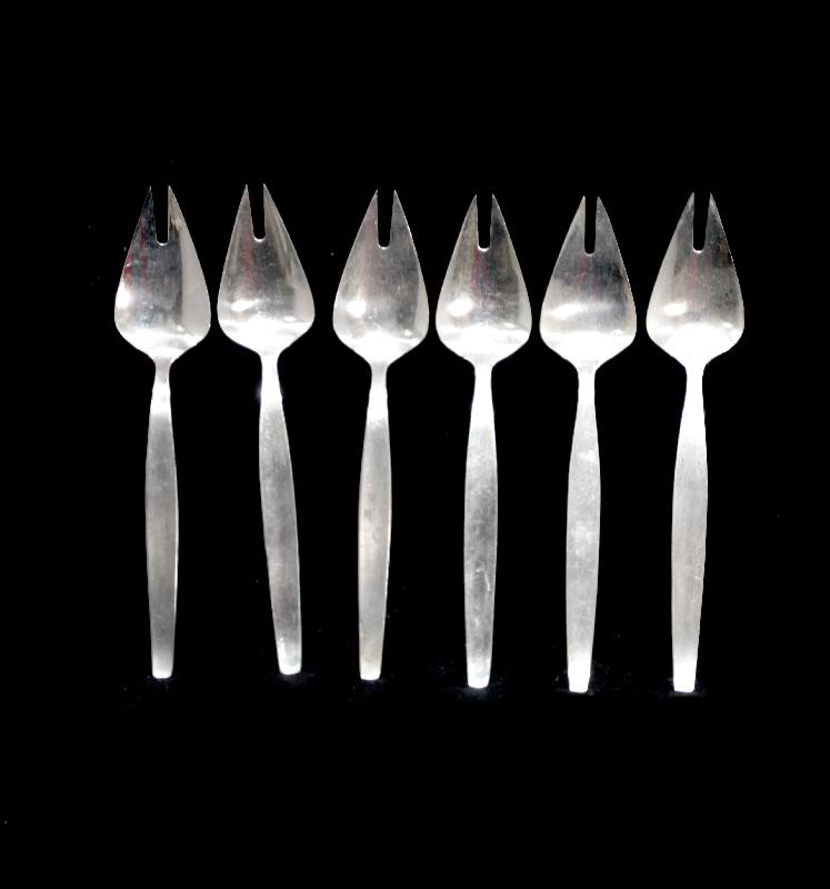 Vintage stainless steel set of 6 sporks splayds buffet forks