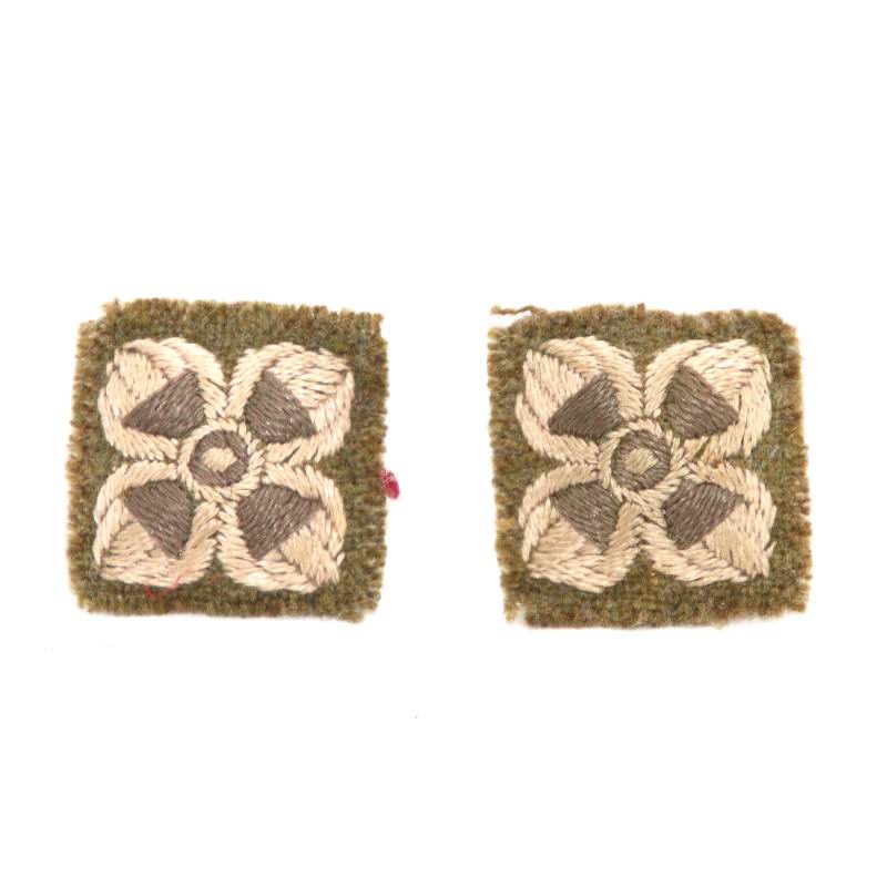 Vintage pair of embroidered padded cloth military army Bath star pips
