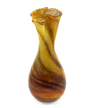 Load image into Gallery viewer, Vintage stunning amber swirl heavy pinch top Alum Bay studio art glass vase
