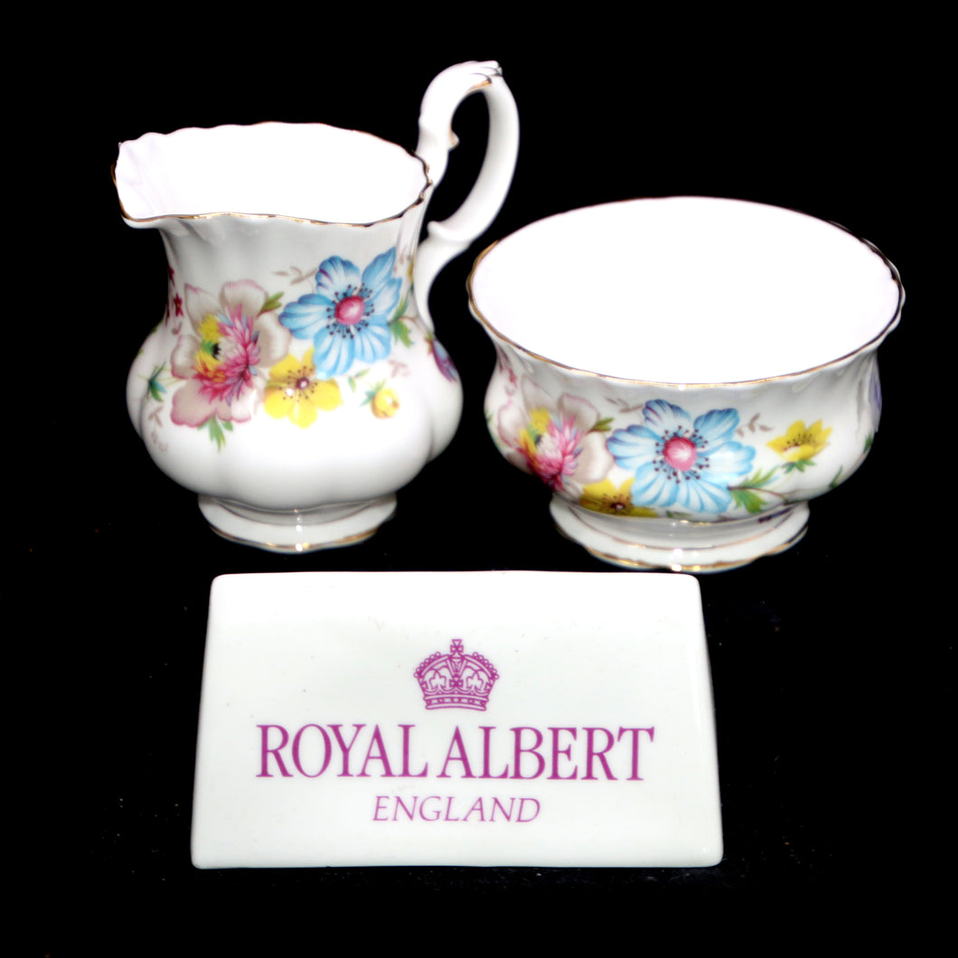 Vintage ROYAL ALBERT bone china Cosmos small sugar bowl & cream jug