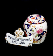 Load image into Gallery viewer, Vintage MASON&#39;S IRONSTONE England blue MANDALAY lidded ginger jar
