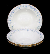 Load image into Gallery viewer, Vintage ROYAL ALBERT England MEMORY LANE forget me not rimmed soup bowls x 4
