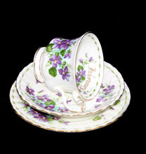 Load image into Gallery viewer, Vintage ROYAL ALBERT England Flower of the Month FEBRUARY Violets teacup trio
