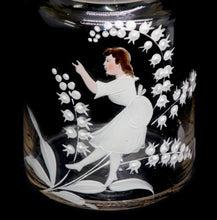 Load image into Gallery viewer, Vintage Mary Gregory hand enamelled lidded jar or canister
