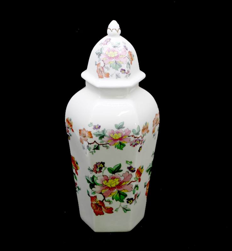 Vintage Southfields England bone china pretty tall lidded urn or jar