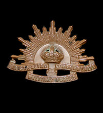 Load image into Gallery viewer, Stokes Melbourne Vintage WW1 WW2 Rising Sun cap badge 2 lug mount
