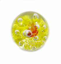 Load image into Gallery viewer, Vintage yellow &amp; red controlled bubble pretty solid glass heavy paperweight
