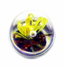 Load image into Gallery viewer, Vintage huge blue yellow &amp; pink controlled bubble solid glass heavy paperweight
