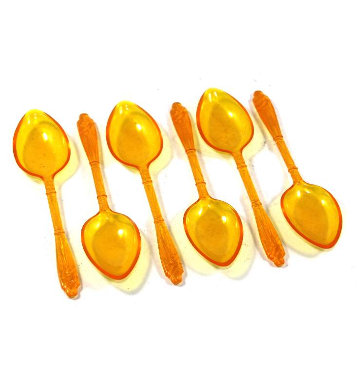 Vintage orange plastic set of 6 apostle teaspoons