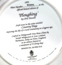 Load image into Gallery viewer, Vintage Wedgwood Ploughing Country Days collector&#39;s plate in box
