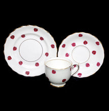 Load image into Gallery viewer, Vintage Taylor &amp; Kent England red leaf unusual &amp; pretty teacup trio set
