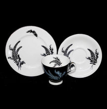 Load image into Gallery viewer, Vintage Royal Albert England Night &amp; Day black &amp; white teacup trio set
