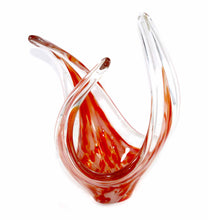 Load image into Gallery viewer, Vintage Murano style heavy orange &amp; white swirl hand blown art glass bowl
