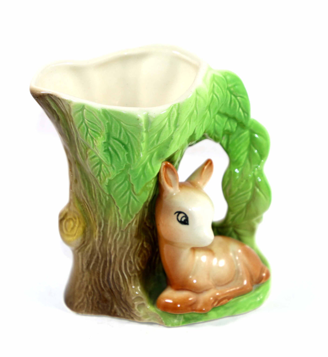 Vintage WITHERNSEA EASTGATE England Fauna deer fawn with tree retro pottery vase