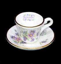 Load image into Gallery viewer, Vintage English Rose bone china SEPTEMBER miniature teacup duo
