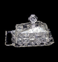Load image into Gallery viewer, Vintage large sparkly clear pressed glass cheese dish &amp; base plate
