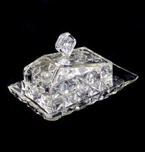 Load image into Gallery viewer, Vintage large sparkly clear pressed glass cheese dish &amp; base plate
