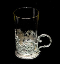 Load image into Gallery viewer, Vintage 1940s half pint glass marked GR 478 (St Helens) with metal holder
