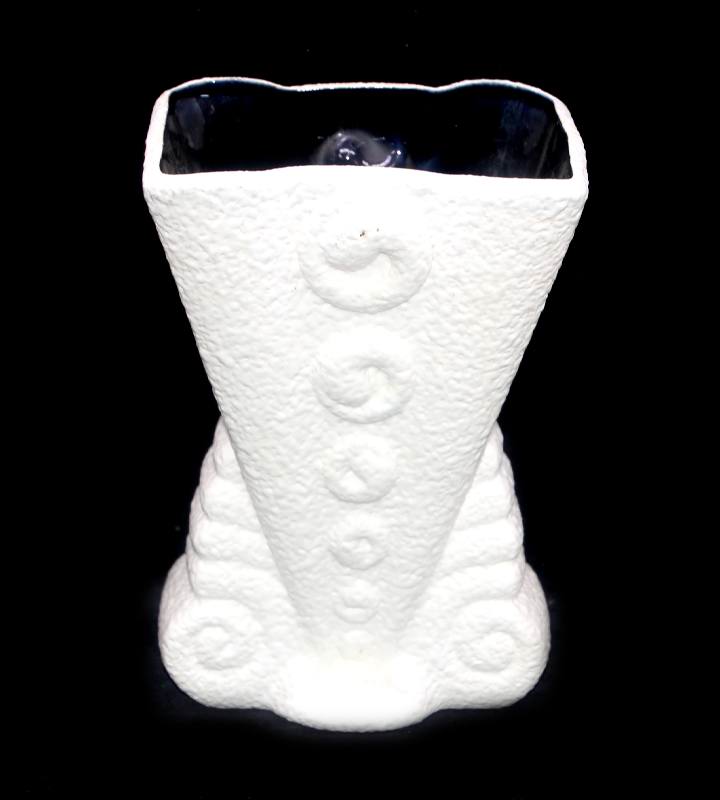 Vintage DIANA Australian pottery white stipple glaze V-14 vase
