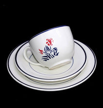 Load image into Gallery viewer, Vintage 1980s Johnson Bros Ironstone Eton Mary Quant set of 6 teacup trios
