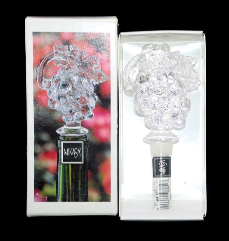 Vintage MIKASA Austria crystal FRUIT COLLECTION bottle stopper in box