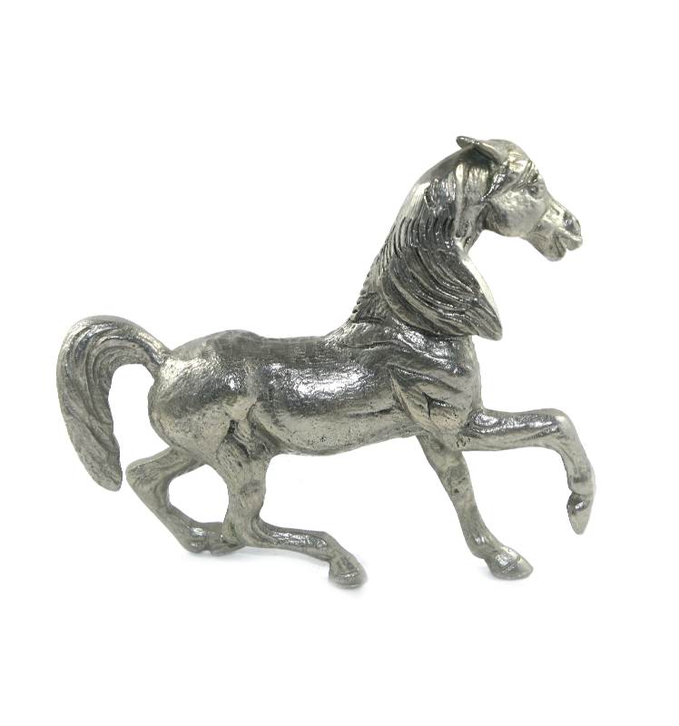 Vintage heavy white metal prancing horse figurine