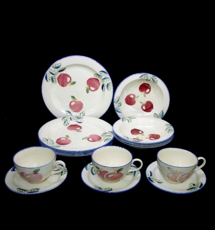 Vintage POOLE POTTERY England hand painted CHERRIES part dinner set