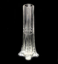Load image into Gallery viewer, Antique etched tall glass bud vase with four feet
