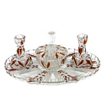 Load image into Gallery viewer, Vintage Czech clear &amp; bronze crystal art deco dressing table set
