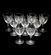 Load image into Gallery viewer, Vintage set of 10 pretty cut glass white wine glasses
