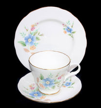 Load image into Gallery viewer, Vintage Crown Trent ENGLAND 18 pc set of 6 pretty blue flower teacup trios
