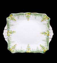 Load image into Gallery viewer, Antique Tuscan 1920s pretty green &amp; yellow flowers square cake plate
