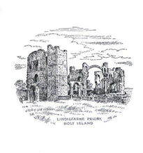 Load image into Gallery viewer, Vintage LINDISFARNE PRIORY HOLY ISLAND black &amp; white transfer plate

