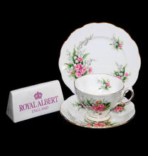 Load image into Gallery viewer, Vintage Royal Albert ENGLAND Lily of the Valley pretty pink roses teacup trio
