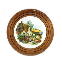 Load image into Gallery viewer, Vintage teak cheese board with ceramic round insert
