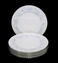 Load image into Gallery viewer, Vintage Wedgwood Belle Fleur ENGLAND blue &amp; white set of 8 large dinner plates
