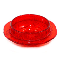 Load image into Gallery viewer, Vintage rare RED depression glass HOBSTAR pattern bowl &amp; jug
