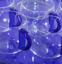 Load image into Gallery viewer, Vintage 1970s GUZZINI Italy clear, blue &amp; yellow retro drinks set inc tray
